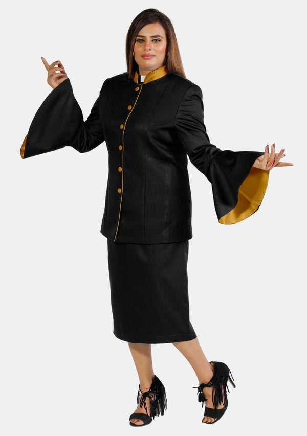 Costume eClergys à manches évasées noir et or