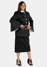 Costume eClergy à manches évasées noir et blanc