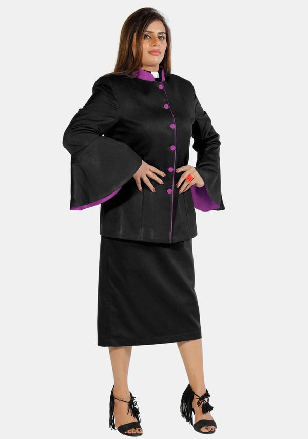 Costume eClergys à manches évasées noir violet