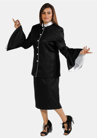 Costume eClergy à manches évasées noir et blanc