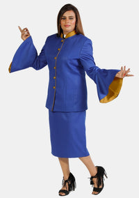 Costume eClergys pour femme à manches évasées, bleu roi