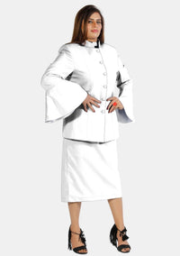 Costume d'ecclésiastique féminin à manches évasées, blanc