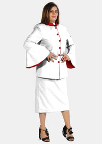 Costume eClergy à manches évasées blanc rouge