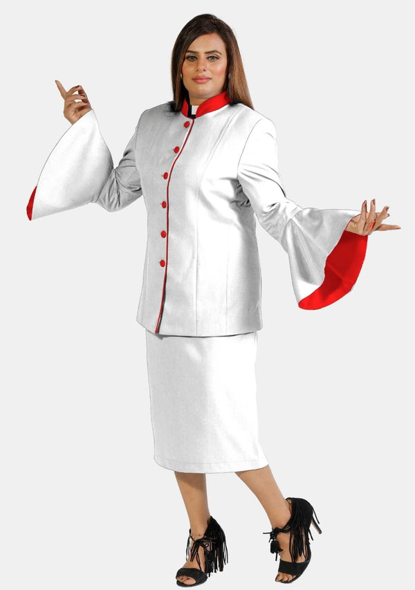 Costume eClergy à manches évasées blanc rouge