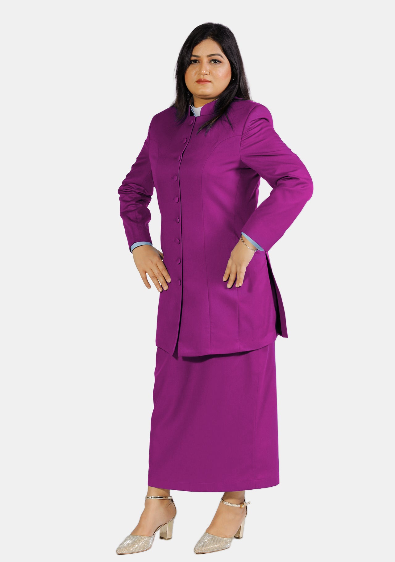 Costume de clergé rouge violet pour femme