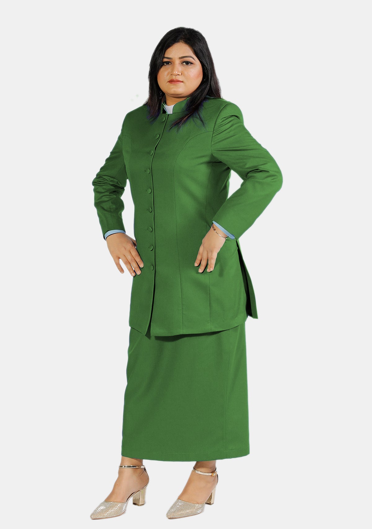 Costume de prêtre vert pour femme