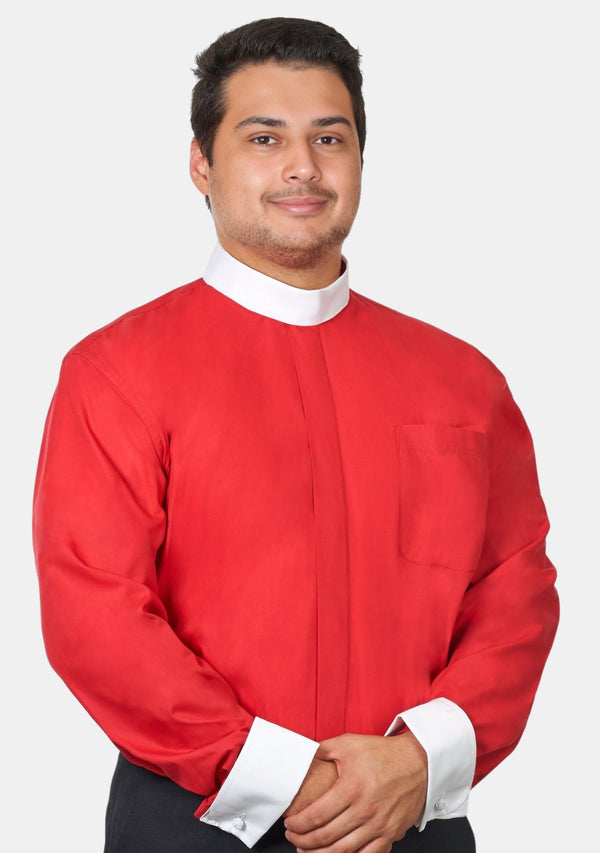 Chemise rouge à col montant pour ecclésiastique