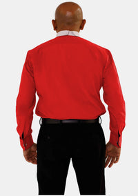 Chemise rouge à col montant et manches longues pour homme