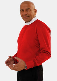 Chemise rouge à col montant et manches longues pour homme