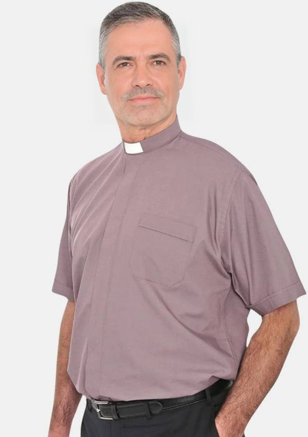 Chemise eClergy à col à patte grise