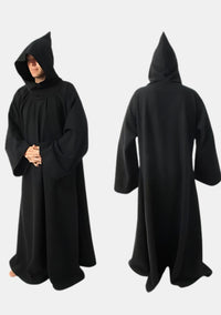 Robe de moine noire à capuche fixe 