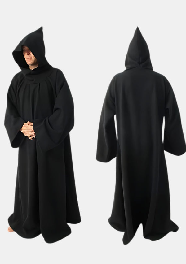 Robe de moine noire à capuche fixe 