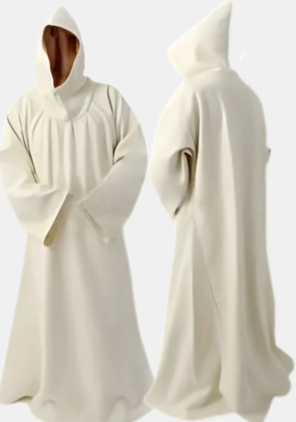 Robe de moine blanche à capuche fixe