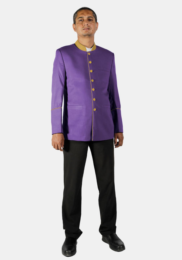 Veste cléricale violette et dorée pour prêtre