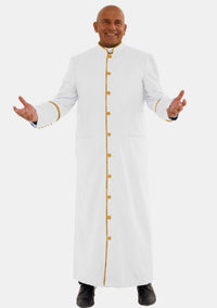Robe cléricale blanche et dorée pour homme