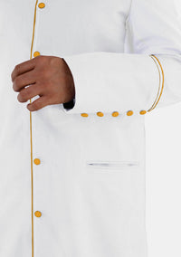 Robe cléricale blanche et dorée pour homme