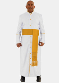 Robe cléricale blanche et dorée pour homme