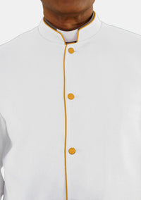 Robe cléricale blanche et dorée pour homme