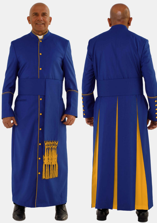 Robe du clergé Jezliah bleu roi avec or
