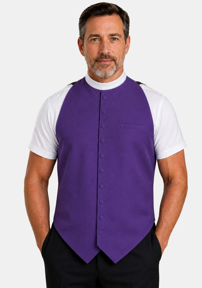 Chemise de clergé haut de gamme bleu roi et violet romain
