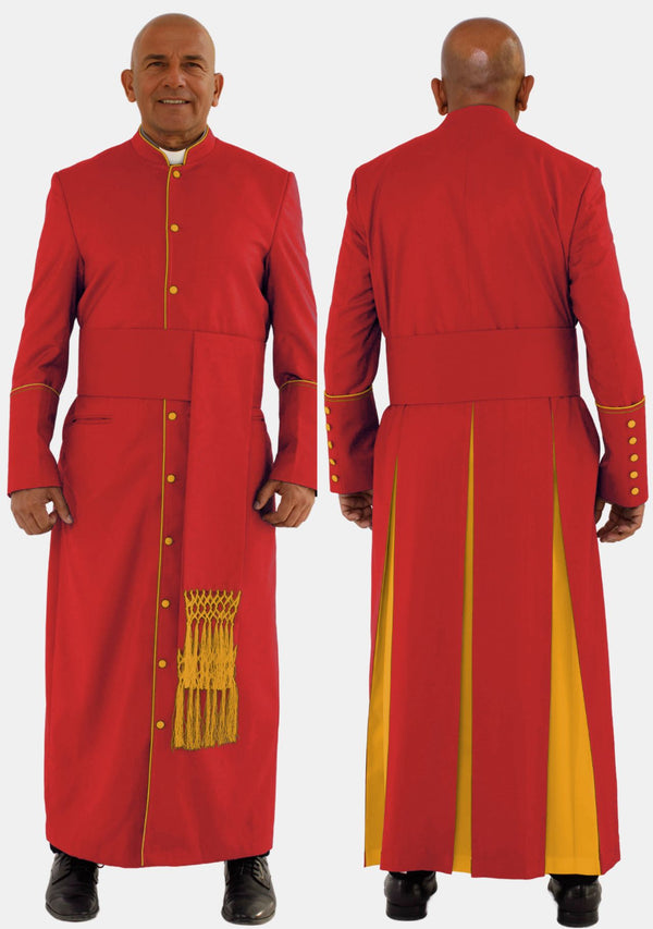 Robe de prêtre rouge et dorée pour homme