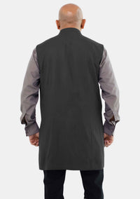 Gilet long noir pour homme, style clergé