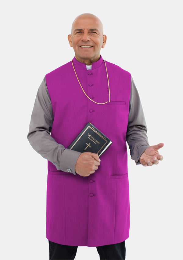Gilet long pour homme, rouge et violet