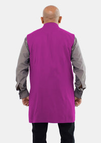 Gilet long pour homme, rouge et violet