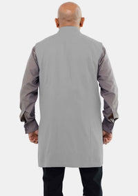 Gilet long gris pour homme, style clergé