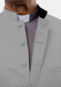 Gilet long gris pour homme, style clergé