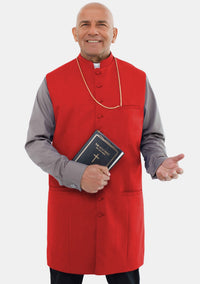 Gilet long rouge pour homme, style clergé