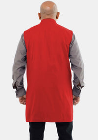 Gilet long rouge pour homme, style clergé