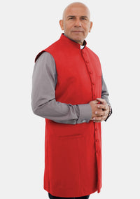 Gilet long rouge pour homme, style clergé