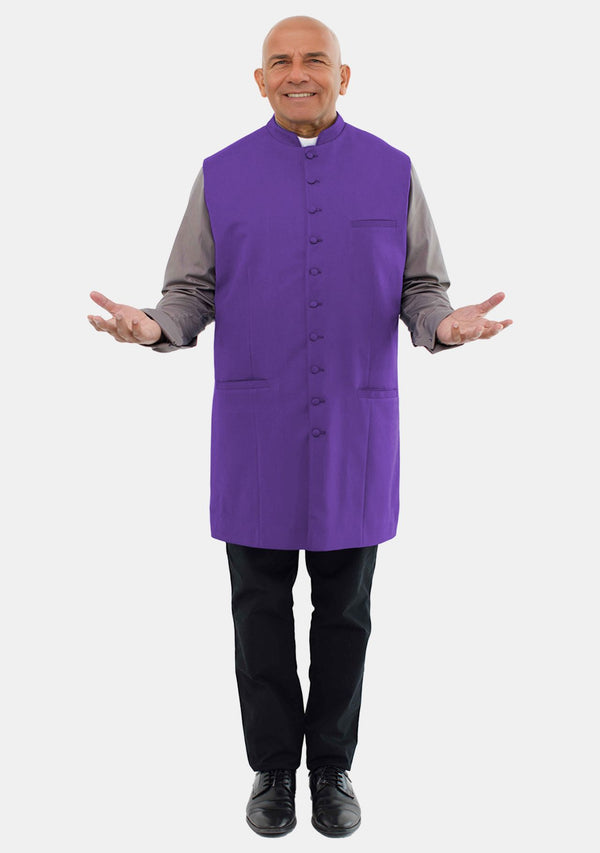 Gilet long pour homme, style clergé romain, violet