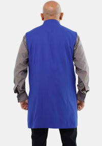 Gilet long pour homme, style clergé, bleu roi