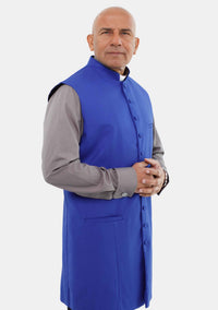 Gilet long pour homme, style clergé, bleu roi