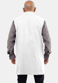 Gilet long blanc pour homme, style clergé