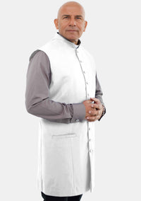 Gilet long blanc pour homme, style clergé