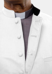 Gilet long blanc pour homme, style clergé
