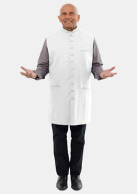 Gilet long blanc pour homme, style clergé
