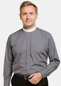 Chemise grise à col montant pour homme