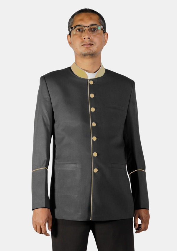 Veste de prédicateur noire et dorée