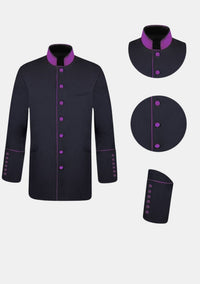Veste de pasteur moderne noire et violette