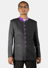 Veste de pasteur moderne noire et violette