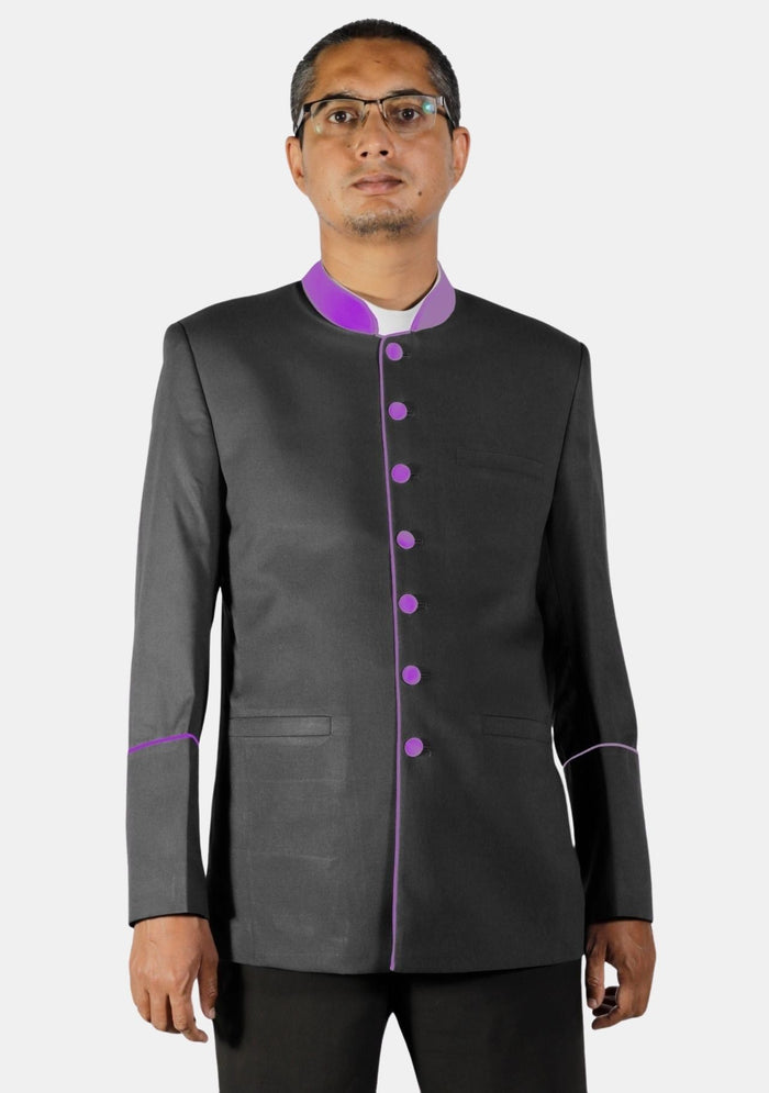 Veste de pasteur moderne noire et violette