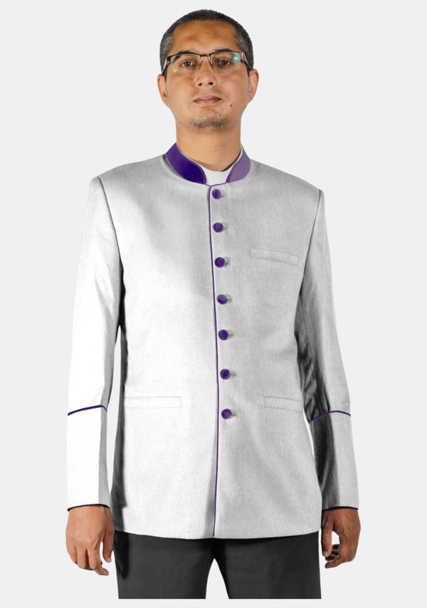 Veste de prédication cléricale blanche et violette