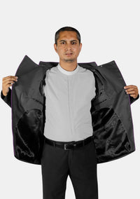 Veste cléricale croisée noire et violette