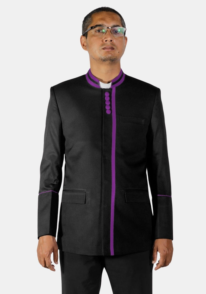 Veste ministérielle noire et violette à boutons modernes