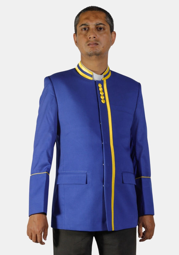 Veste sacerdotale bleu roi avec or