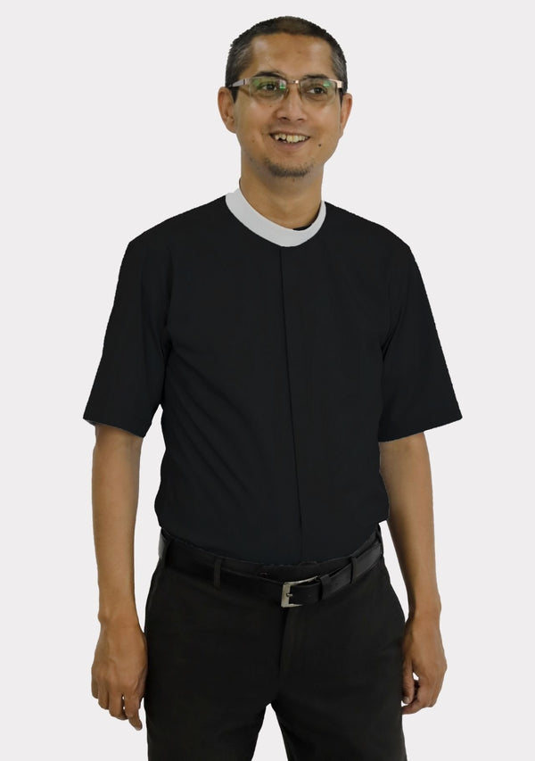 Chemise noire eClergy's avec col